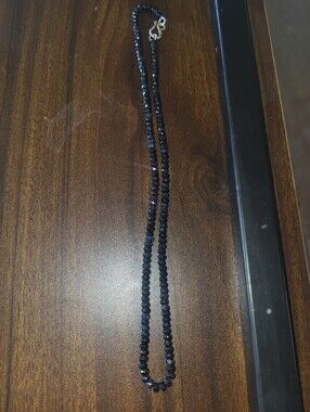 Sparkly Blue Goldstone Beaded Necklace Faceted Round Beads s925 Stamped
